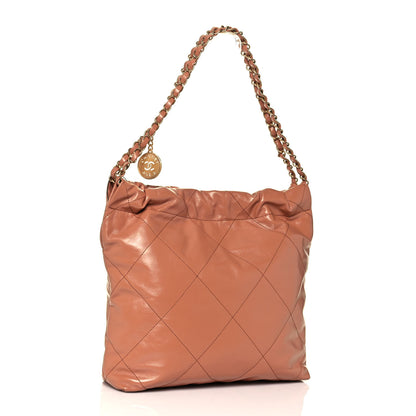 Chanel Shiny Calfskin Quilted Small Chanel 22 Camel 4 of 14