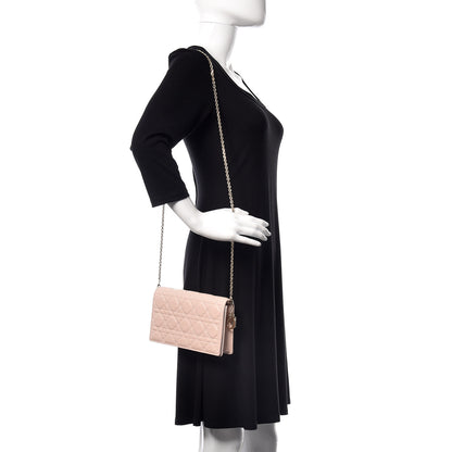Christian Dior Lambskin Cannage Lady Dior Clutch Rose Poudre 2 of 13