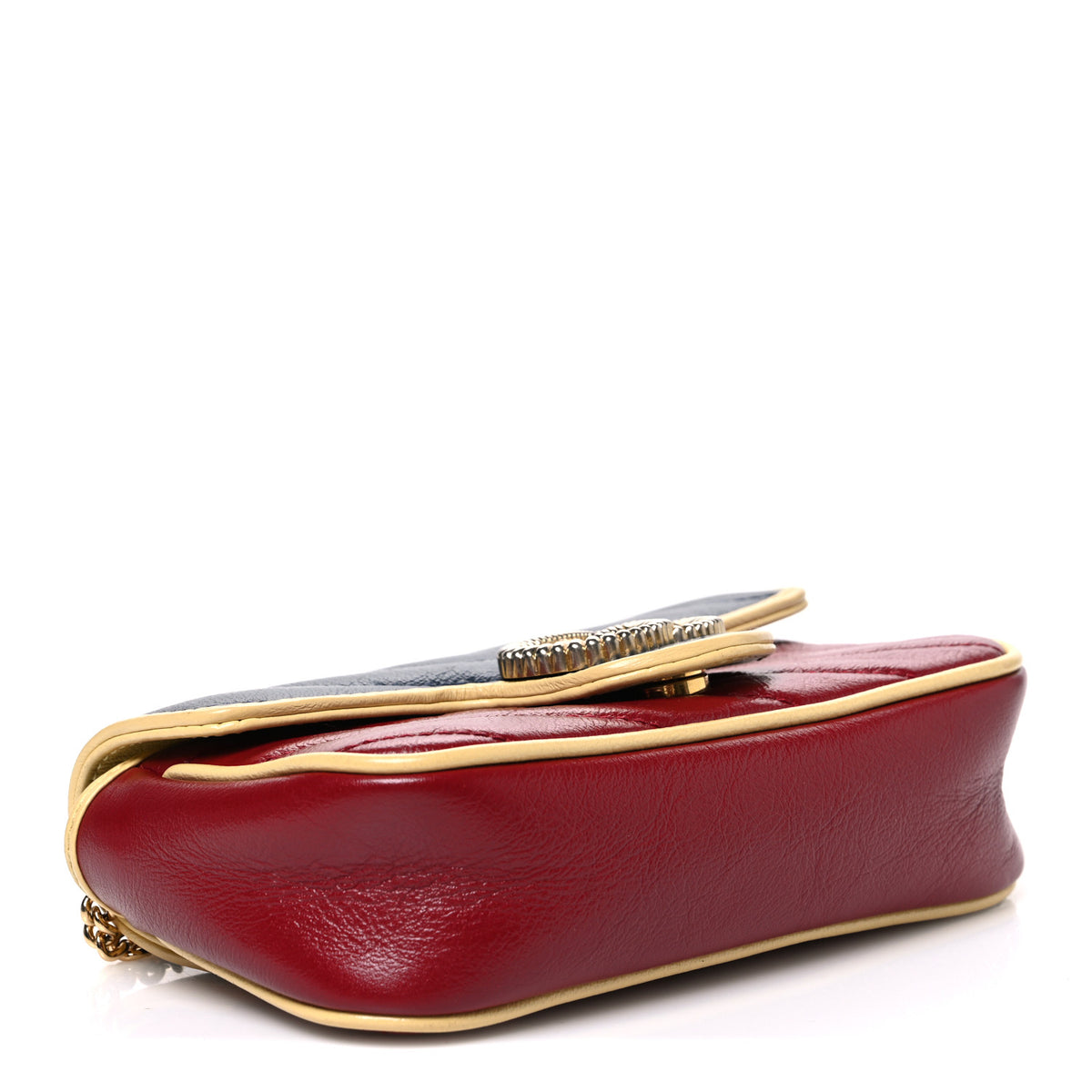 Gucci Azalea Calfskin Matelasse Diagonal Super Mini Torchon GG Marmont Shoulder Bag Blue Agata New Cherry Red Butter 3 of 9