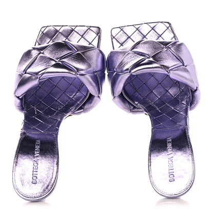 Bottega Veneta Metallic Nappa Maxi Intrecciato Lido 90mm Mule Sandals 38.5 Chrome Purple 2 of 8
