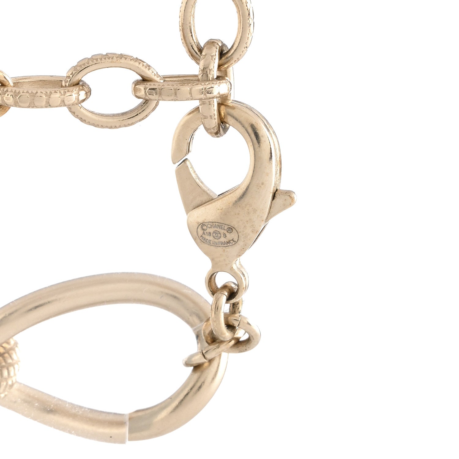 Chanel Metal Pearl Chain CC Paris Pendant Long Necklace Light Gold 5 of 5