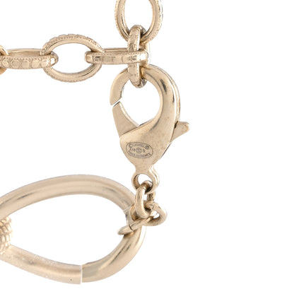 Chanel Metal Pearl Chain CC Paris Pendant Long Necklace Light Gold 5 of 5