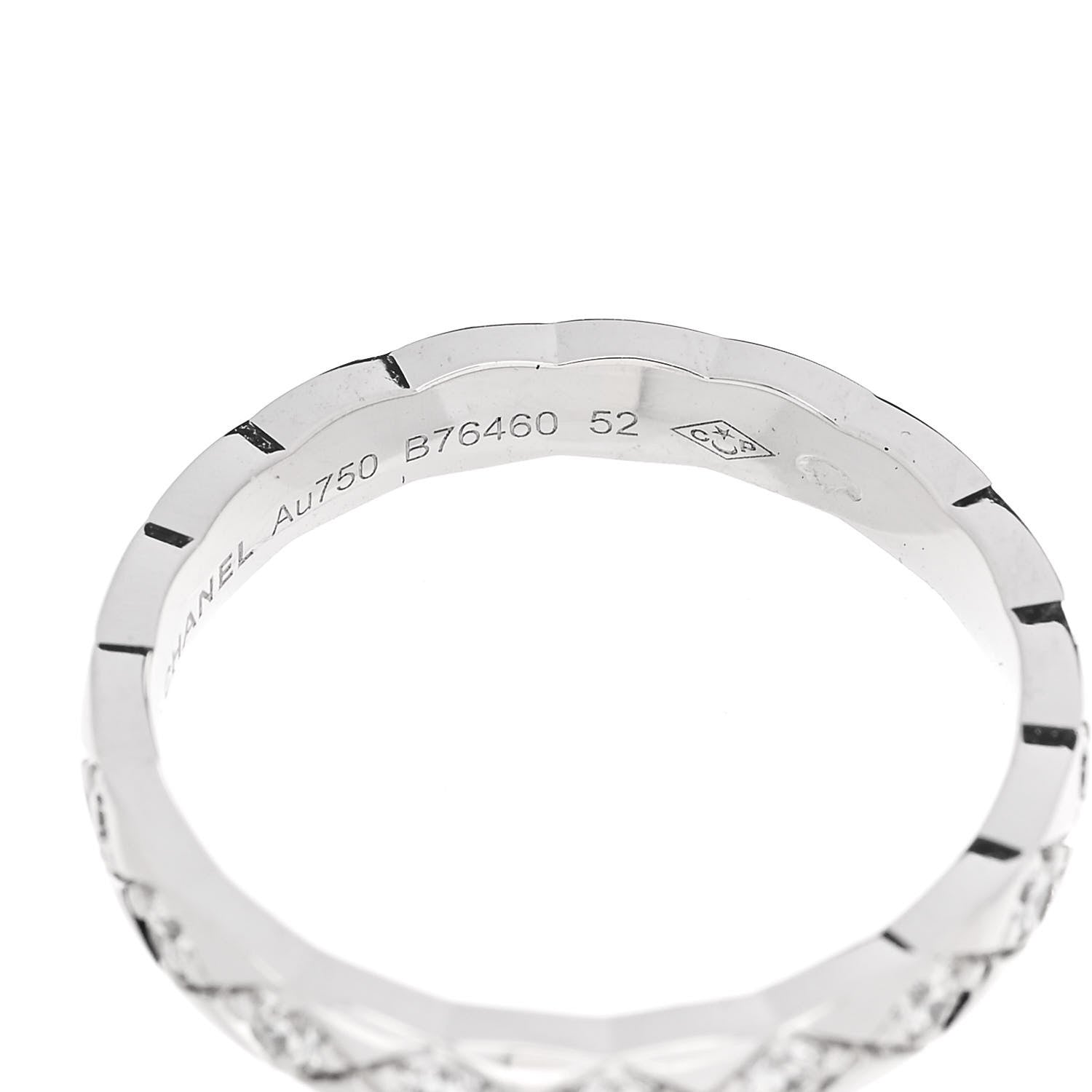 Chanel 18K White Gold Diamond Mini Coco Crush Ring 52 6 5 of 6