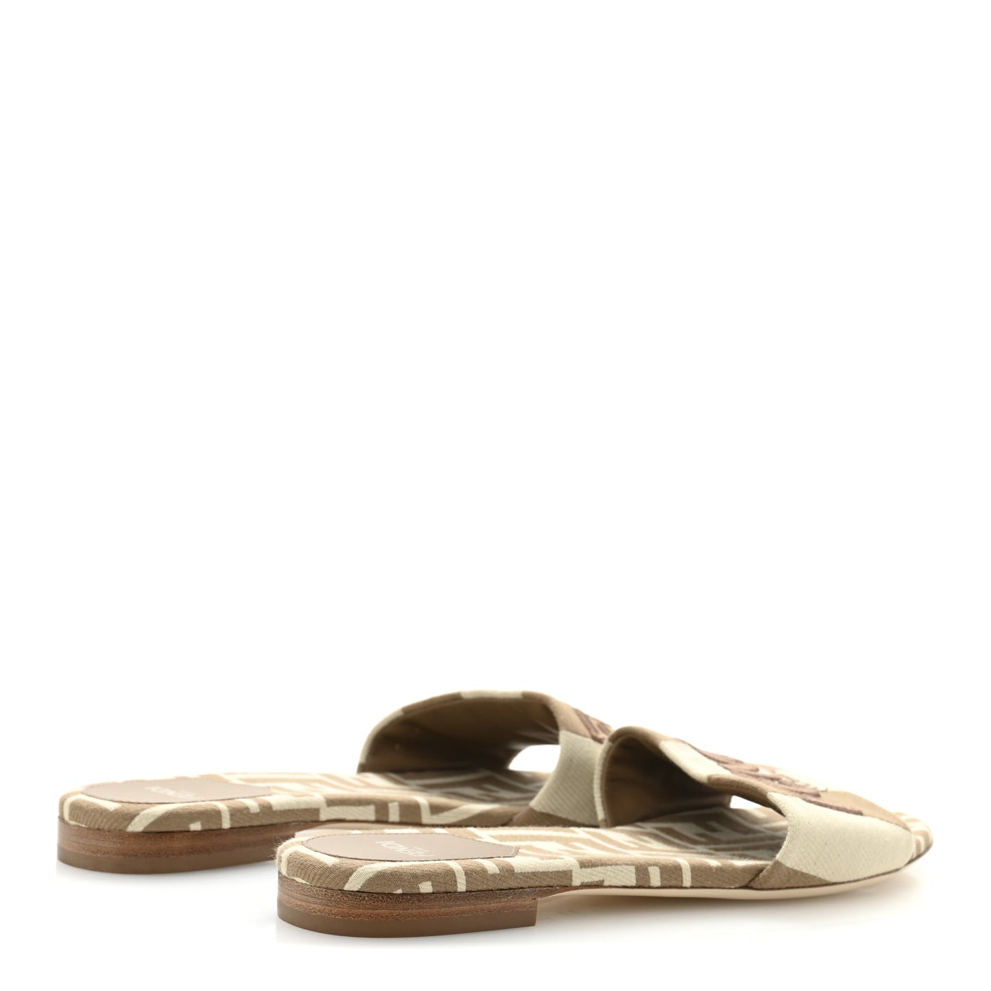 Woven Jacquard Logo Flat Slide Sandals 37 Black Sand 37.5 Beige Sand