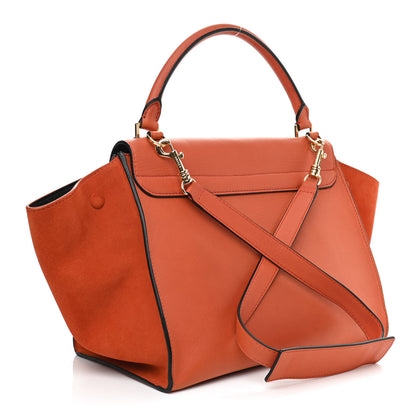 Celine Calfskin Suede Medium Trapeze Orange 3 of 10