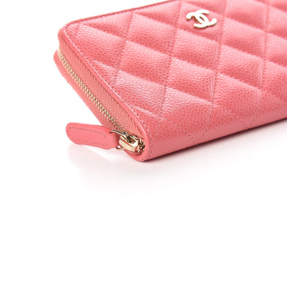 Chanel Iridescent Caviar Quilted Medium Zip Around Wallet Pink 9 of 12