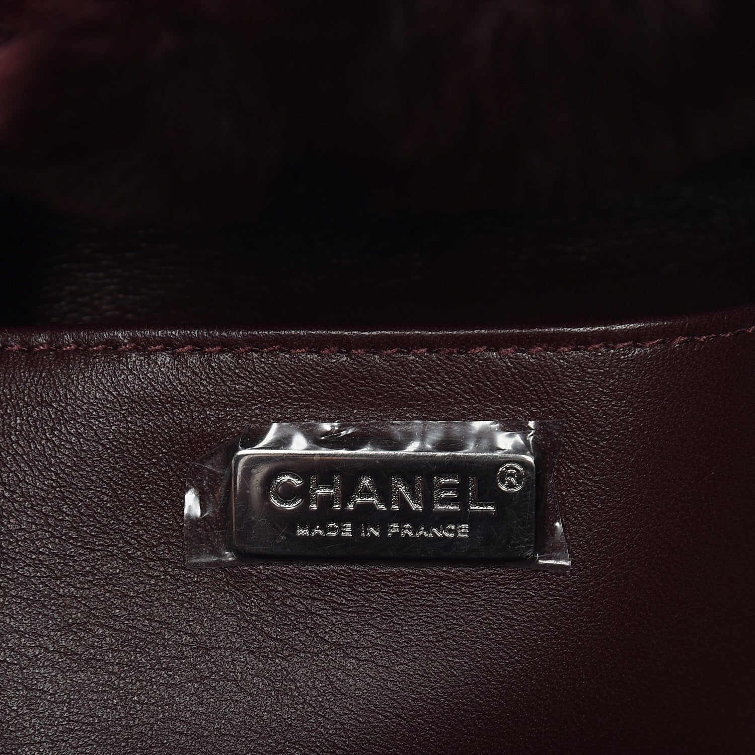 Chanel Rabbit Fur Quilted Pattern Shopping Tote Burgundy 7 of 8