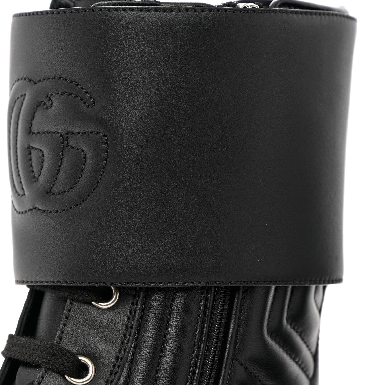Gucci Nappa Frances GG Matelasse Platform Combat Boots 36 black 12 of 13
