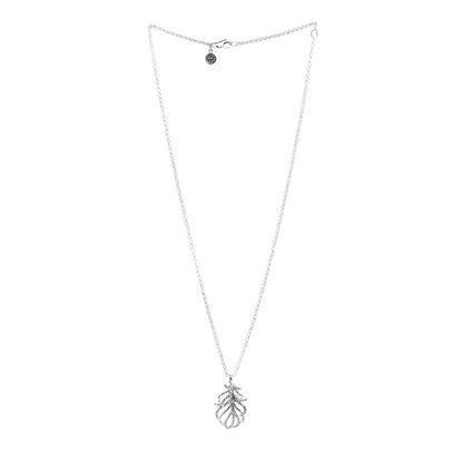 John Hardy Sterling Silver Diamond Feather Pendant Necklace 2 of 5
