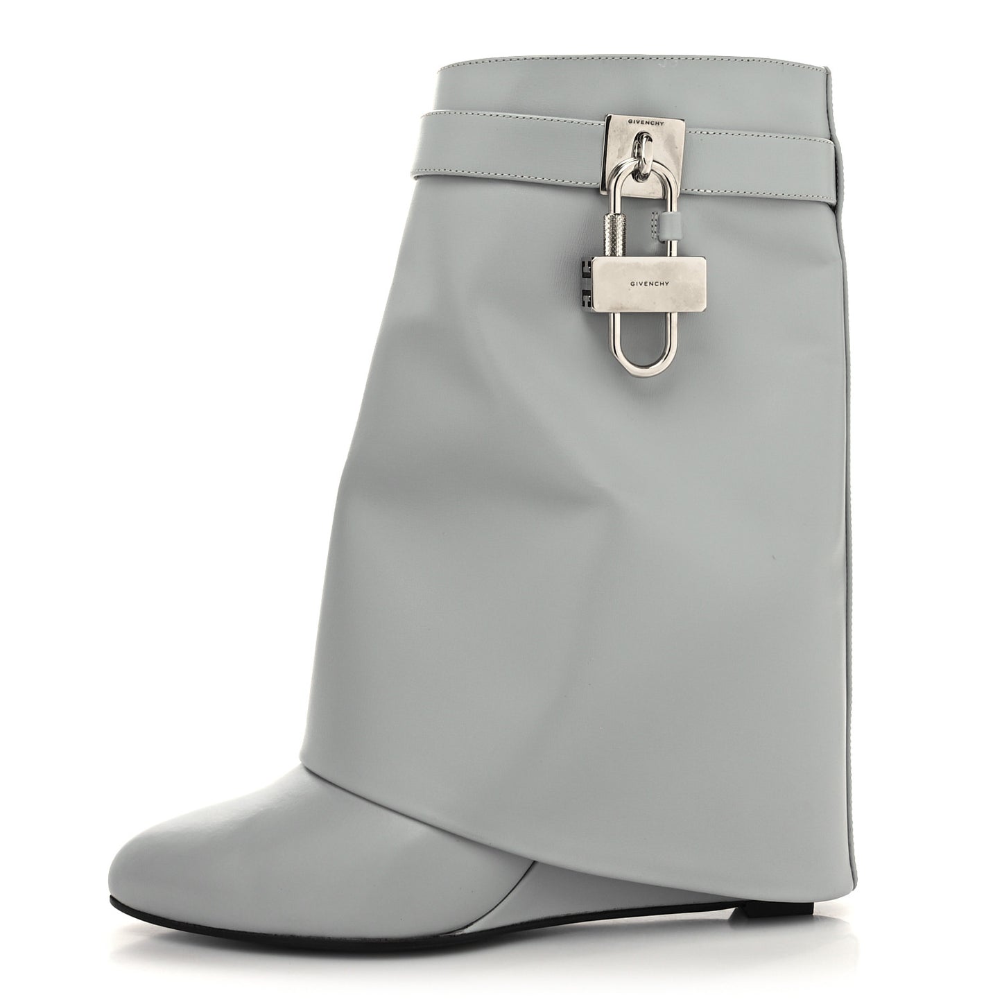 Box Calfskin Shark Lock Ankle Boots 39 Light Grey