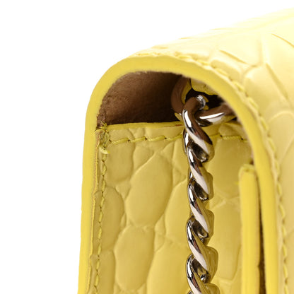 Alexander McQueen Calfskin Crocodile Embossed Skull Mini Crossbody Bag Yellow 10 of 10