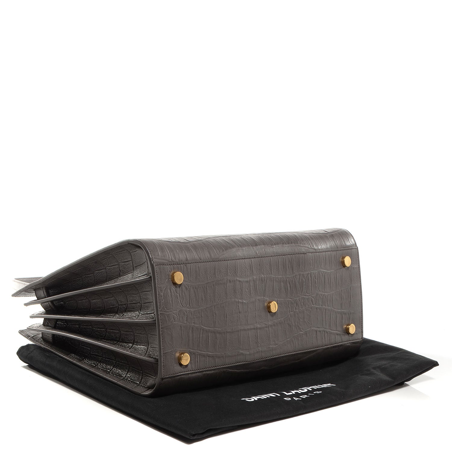 Saint Laurent Calfskin Crocodile Embossed Small Sac de Jour Earth 4 of 10