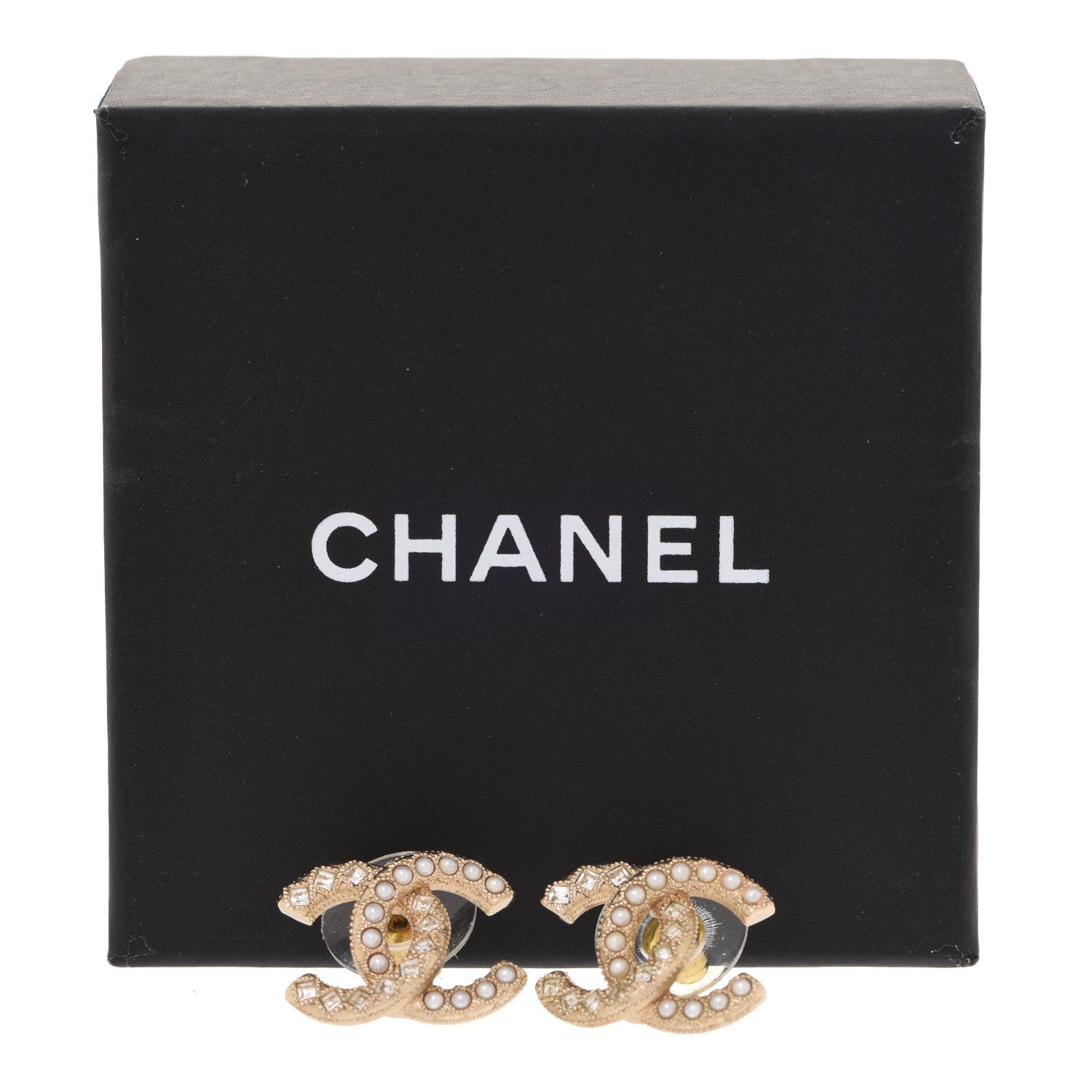 Chanel Pearl Crystal CC Earrings Gold 5 of 5
