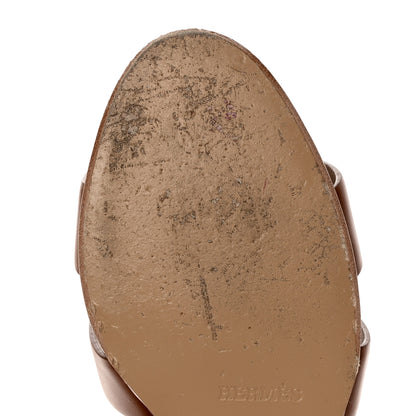 Hermes Calfskin Legend Wedge Sandals 38.5 Gold 15 of 18