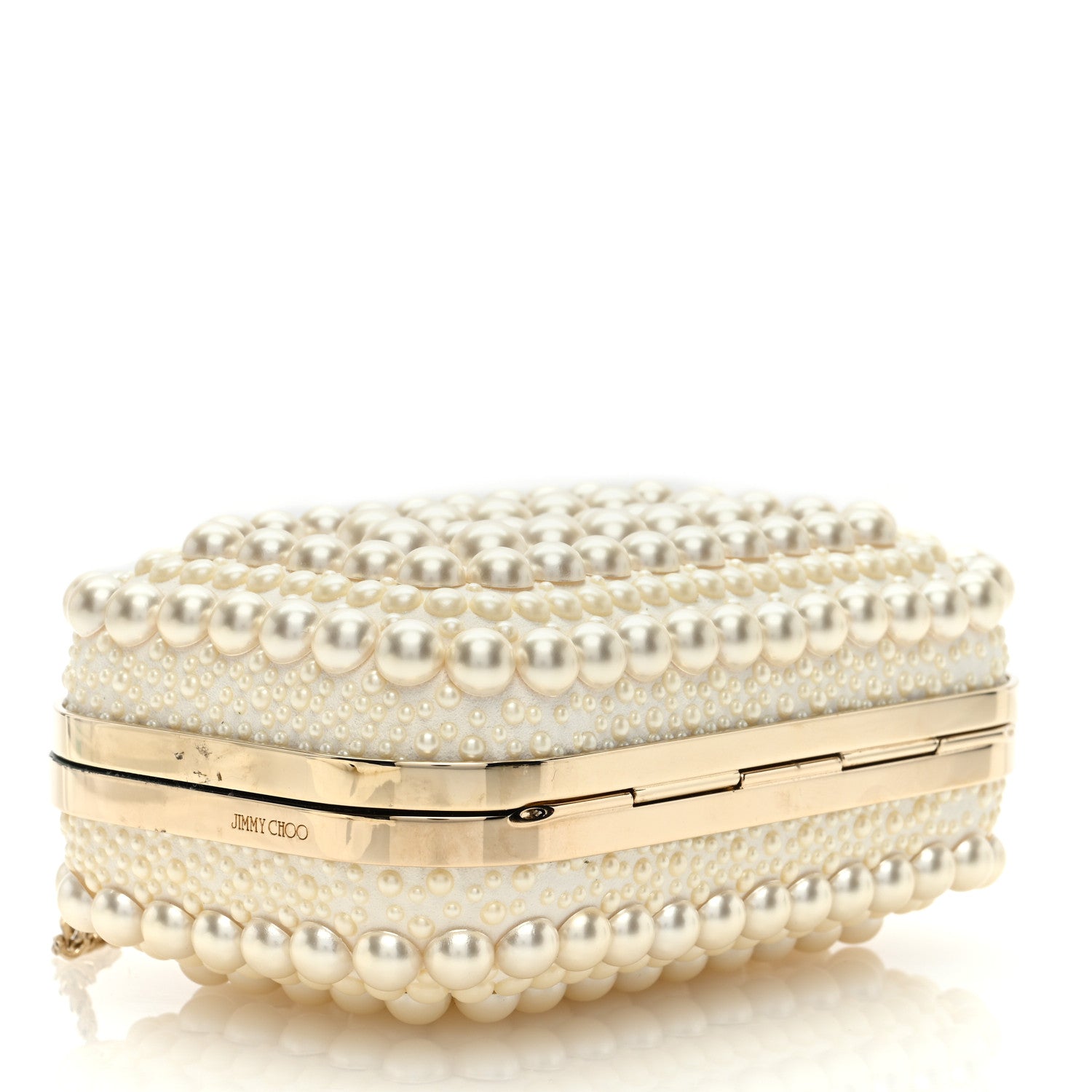 Jimmy Choo Suede Pearl Embellished Micro Cloud Handbag White 4 of 8