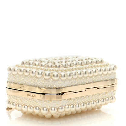 Jimmy Choo Suede Pearl Embellished Micro Cloud Handbag White 4 of 8