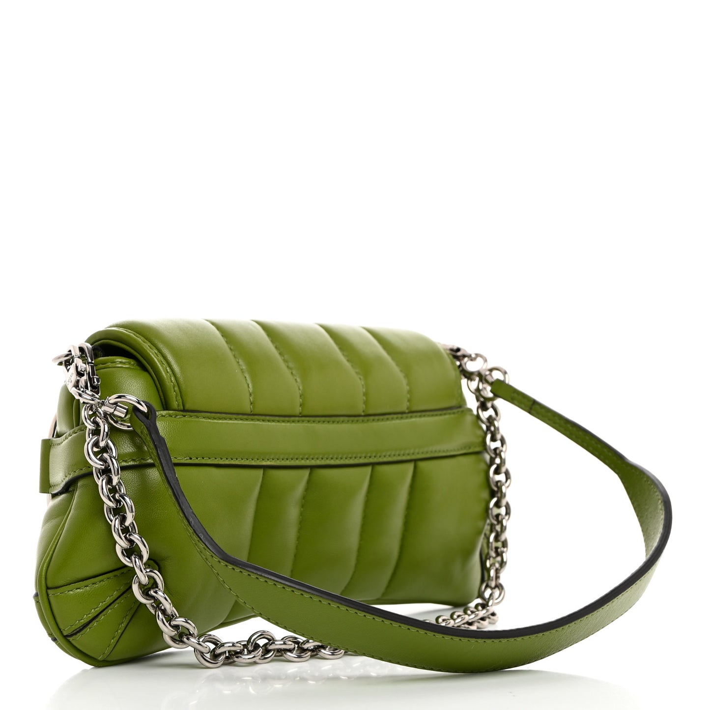 Nappa Vertical Matelasse Small Maxi Horsebit Chain Shoulder Bag Green