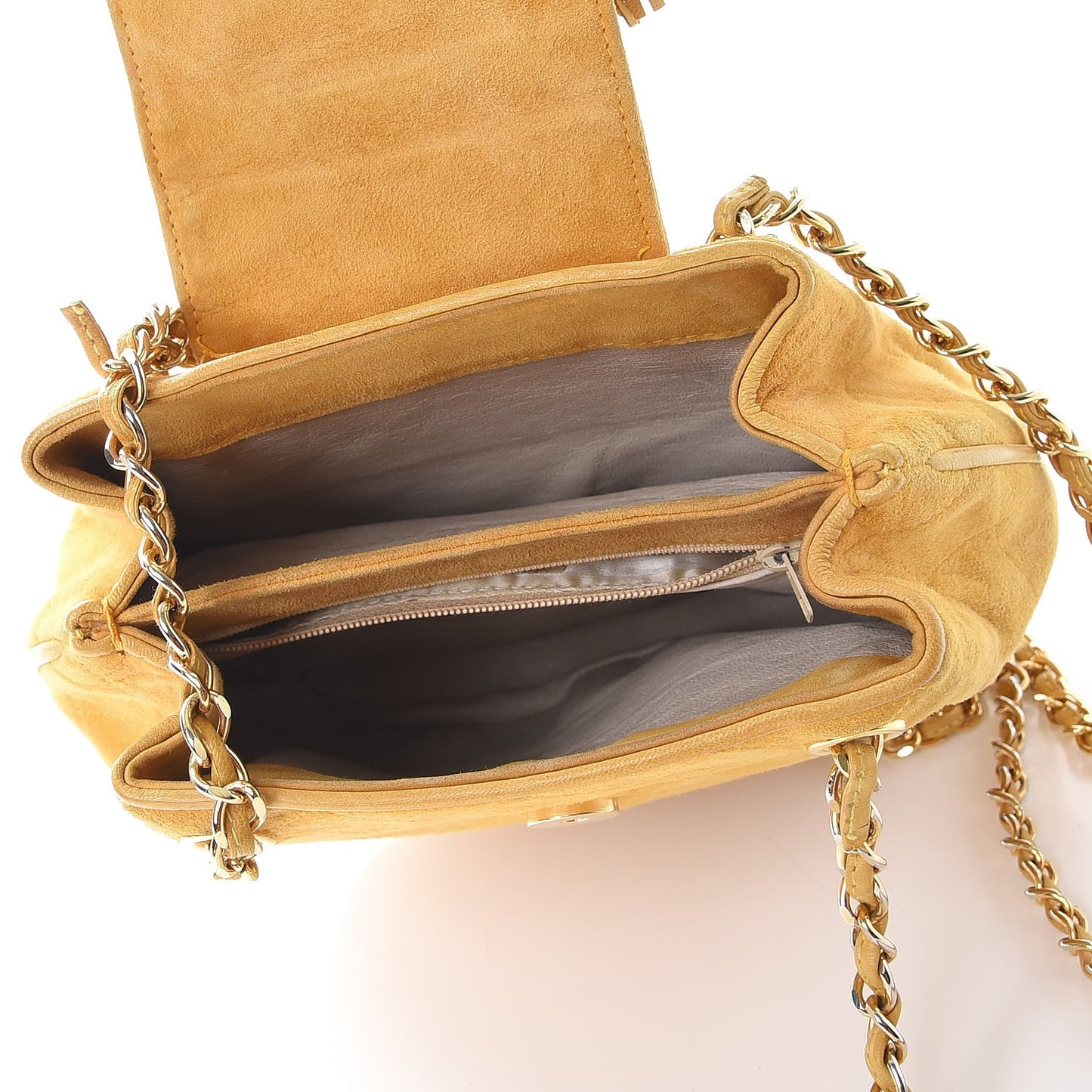 Suede Quilted Tassel Shoulder Bag Yellow