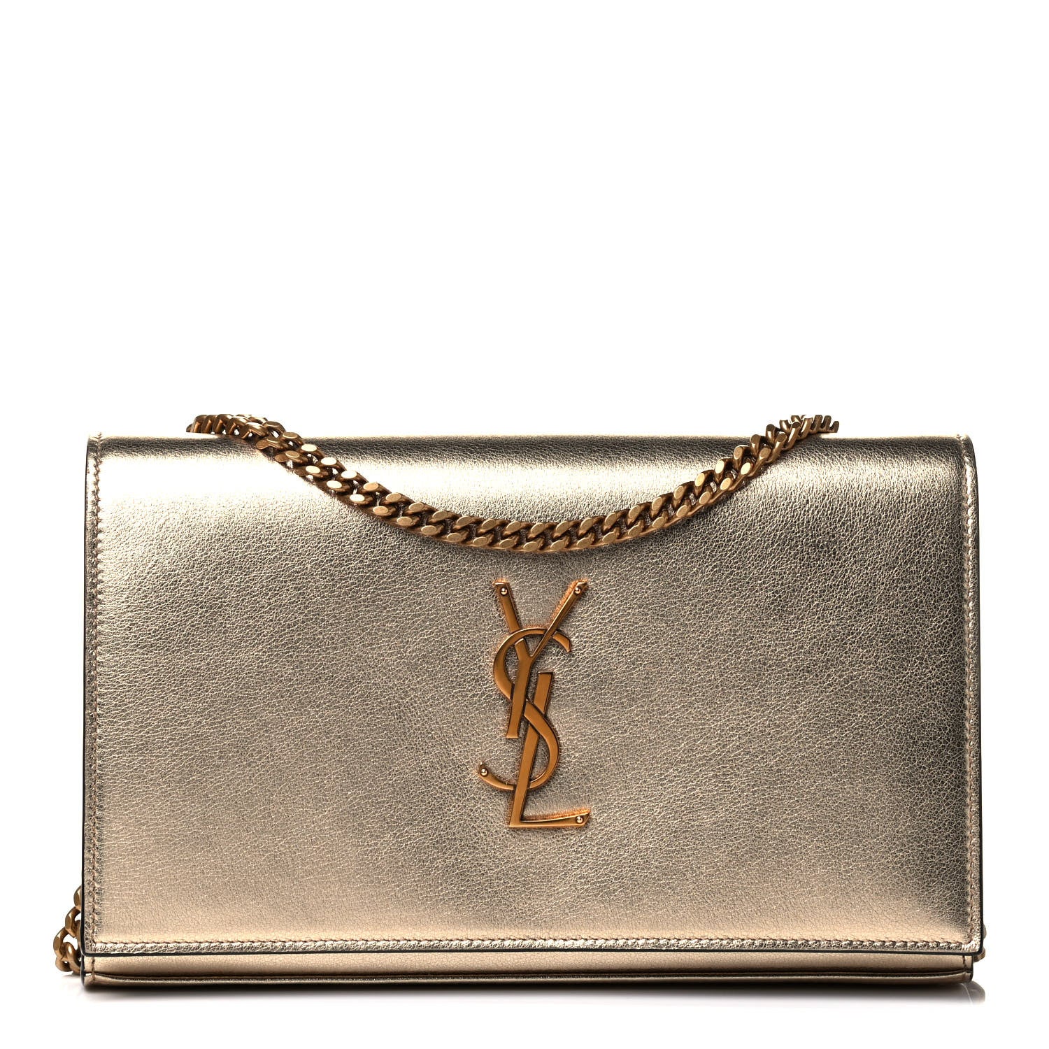Saint Laurent Metallic Calfskin Monogram Chain Wallet Gold 1 of 4