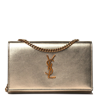 Saint Laurent Metallic Calfskin Monogram Chain Wallet Gold 1 of 4