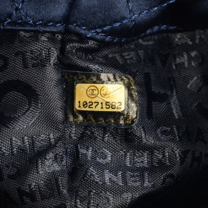 Chanel Satin Diamond Stitch Croissant Pochette Blue 7 of 7