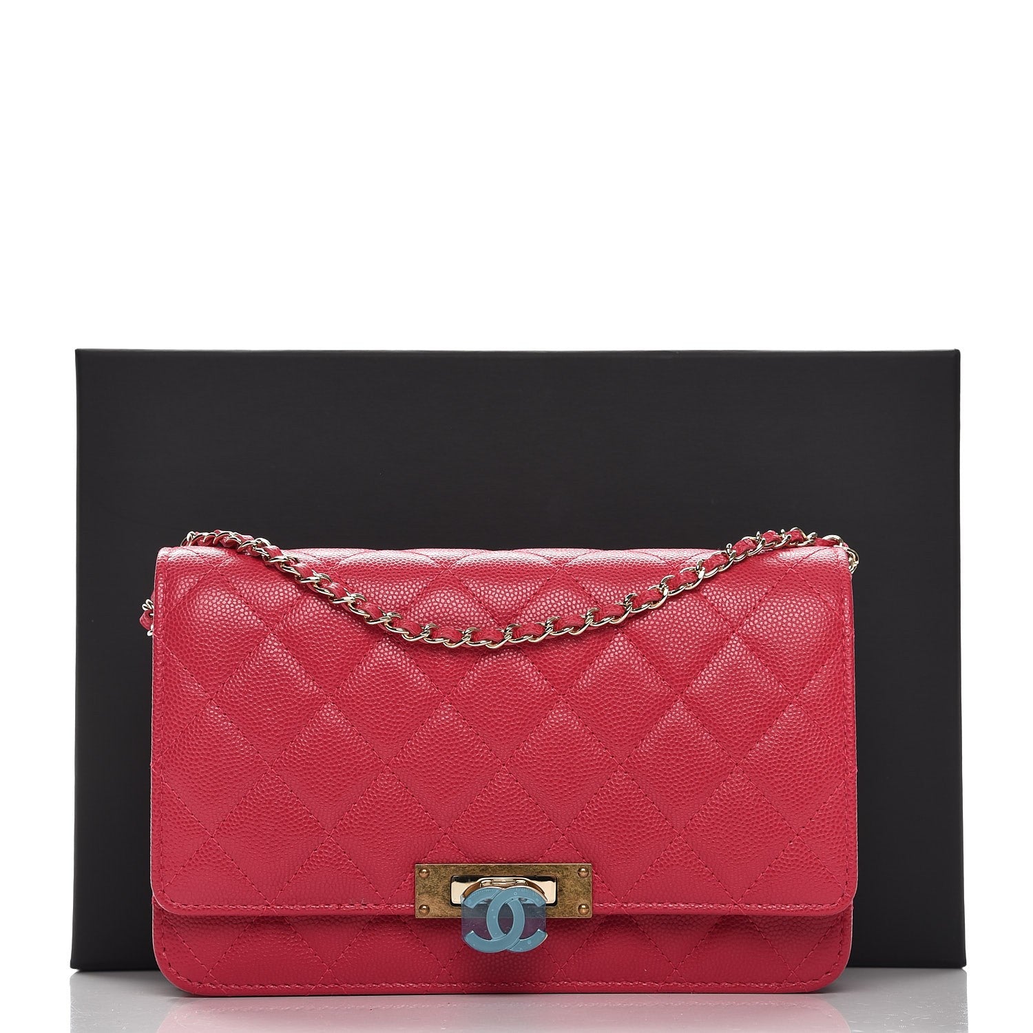 Chanel Caviar Quilted Golden Class Wallet On Chain WOC Fuchsia 9 of 9