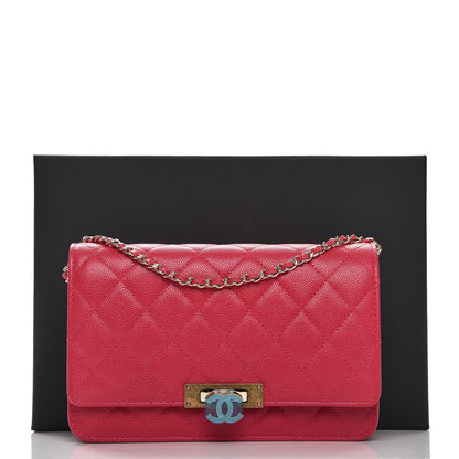 Chanel Caviar Quilted Golden Class Wallet On Chain WOC Fuchsia 9 of 9