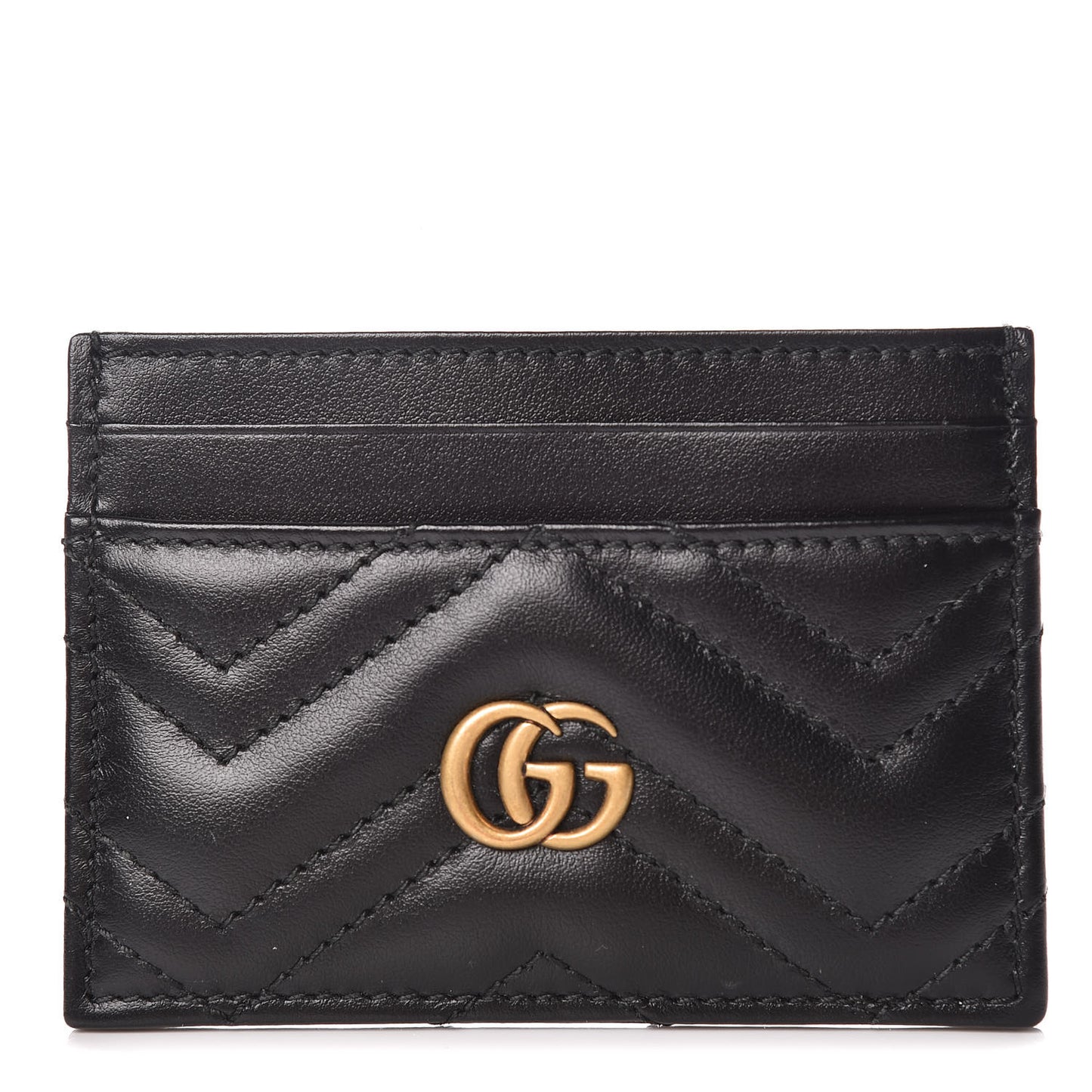 Calfskin Matelasse GG Marmont Card Holder Black