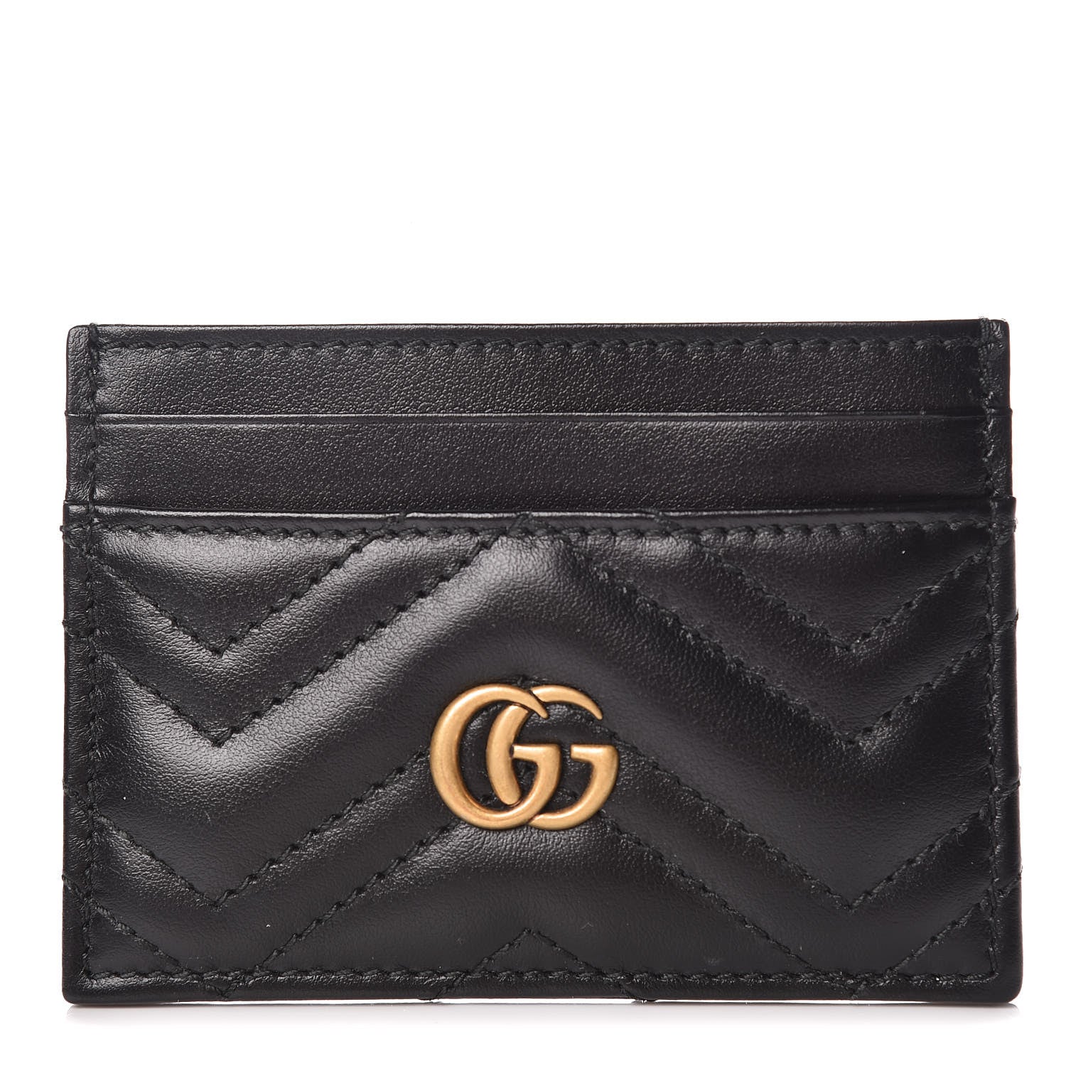 Gucci Calfskin Matelasse GG Marmont Card Holder Black 1 of 7