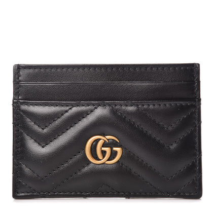 Gucci Calfskin Matelasse GG Marmont Card Holder Black 1 of 7