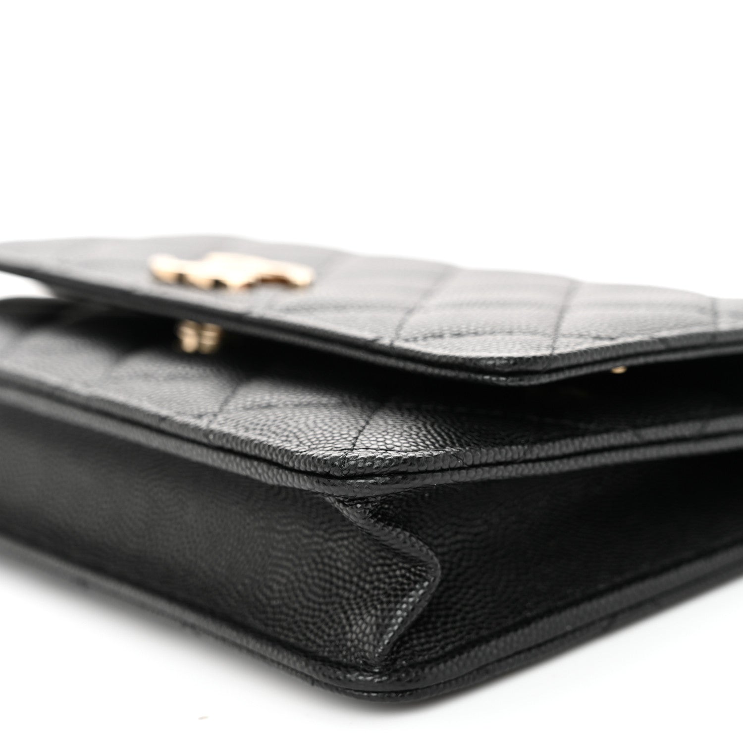Chanel Caviar Quilted Striated CC Wallet On Chain WOC Black 11 of 11