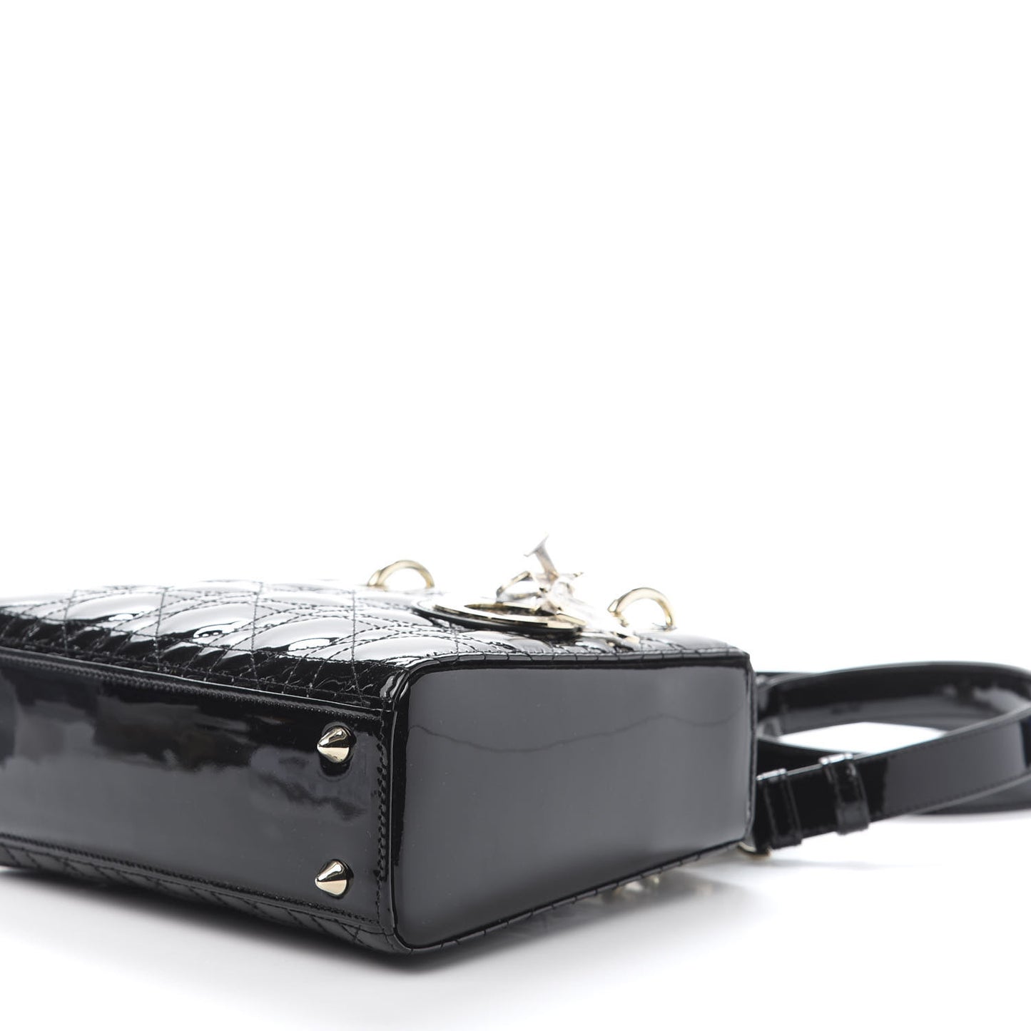 Patent Cannage Small Lady Dior Black