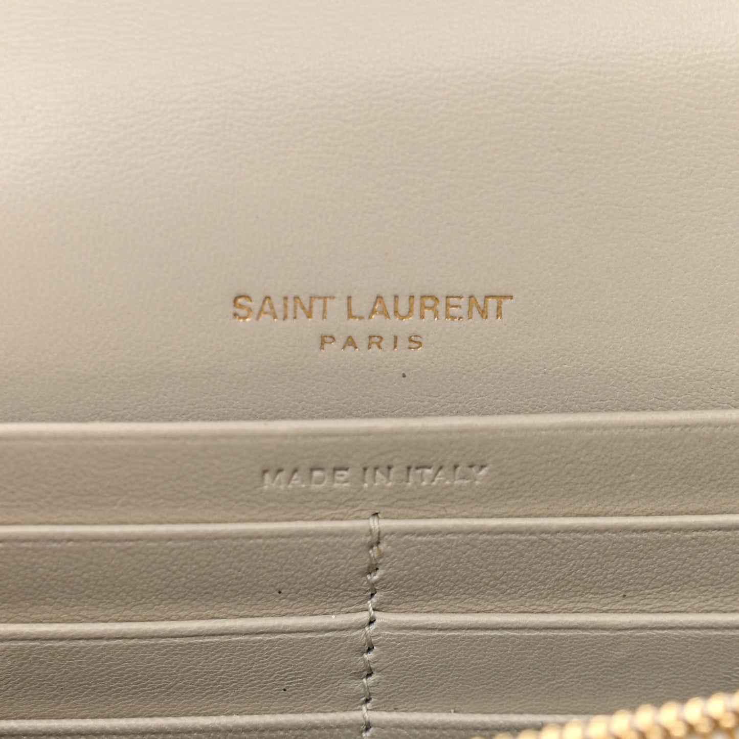 Lambskin Matelasse Monogram Vicky Chain Wallet Off White