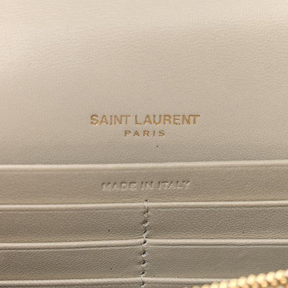 Saint Laurent Lambskin Matelasse Monogram Vicky Chain Wallet Off White 6 of 11