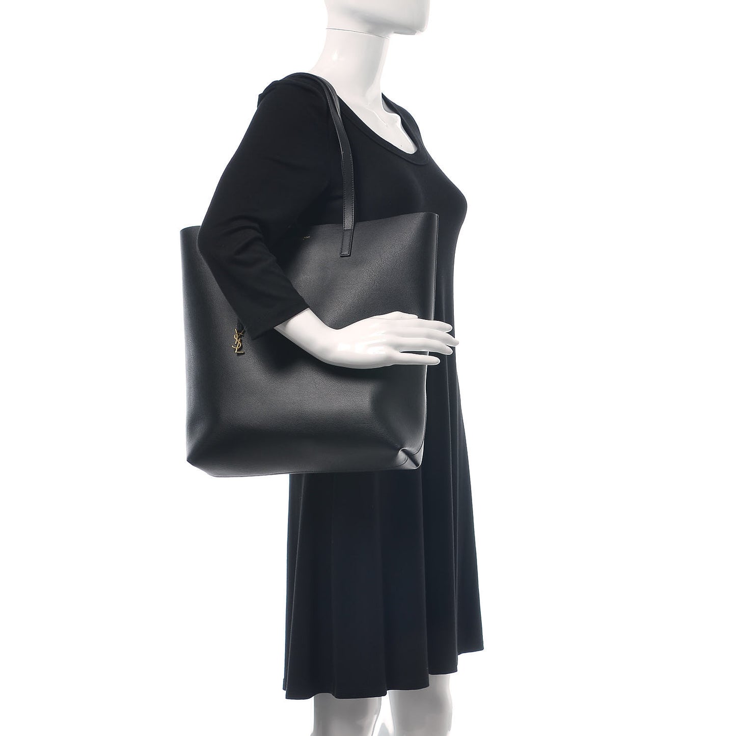 Calfskin Medium Shopping Tote Black