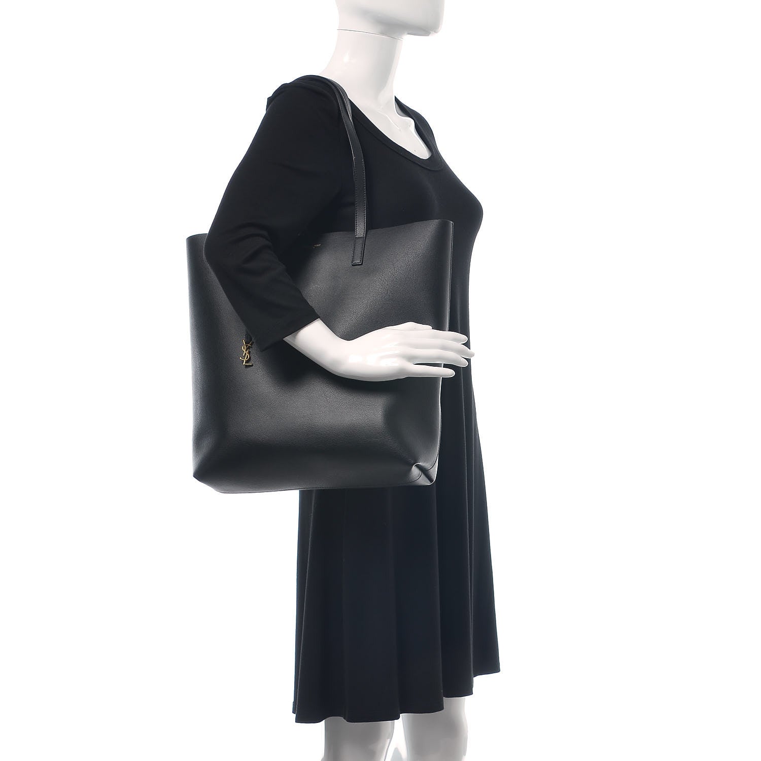 Saint Laurent Calfskin Medium Shopping Tote Black 2 of 17