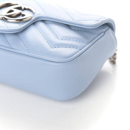 Gucci Calfskin Matelasse Super Mini GG Marmont Shoulder Bag Porcelain Light Blue 9 of 9