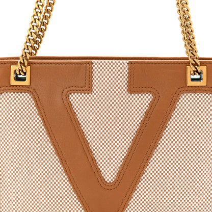 Valentino Garavani Nappa Canvas Small Viva Superstar Shopping Tote Natural Spice 7 of 9