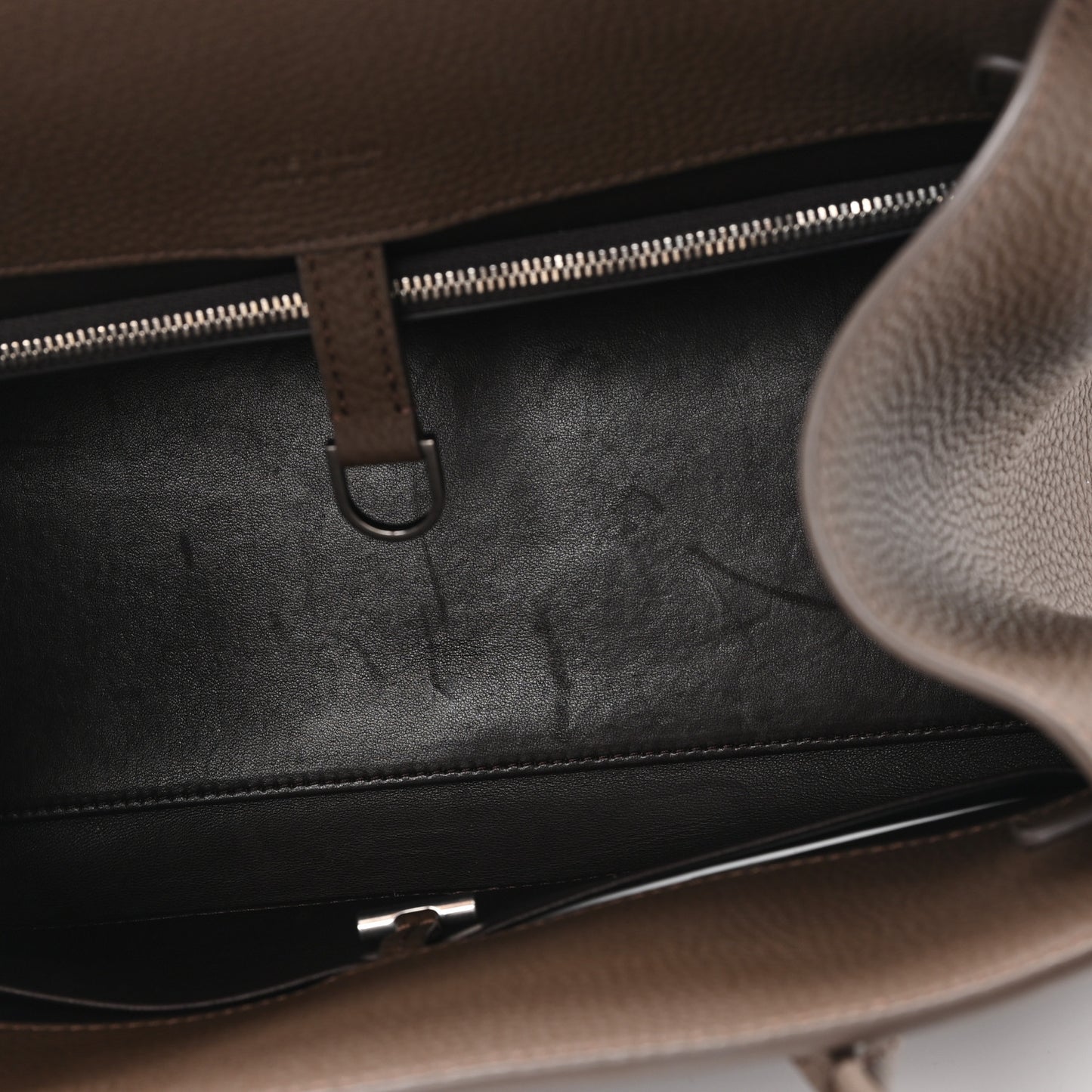 Matte Grained Calfskin Margaux Shoulder 12 Dark Olive