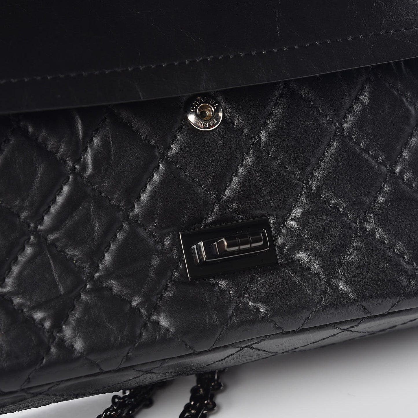 Aged Calfskin Quilted 2.55 Reissue 225 Flap So Black