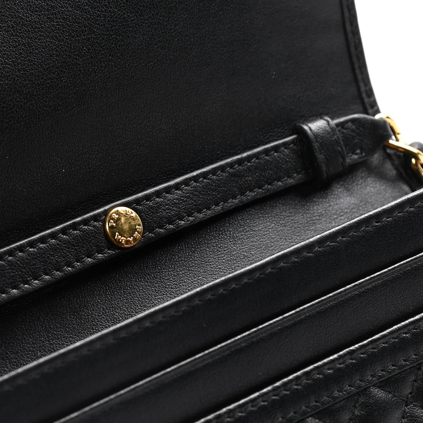 Soft Calfskin Quilted Chain Wallet Black
