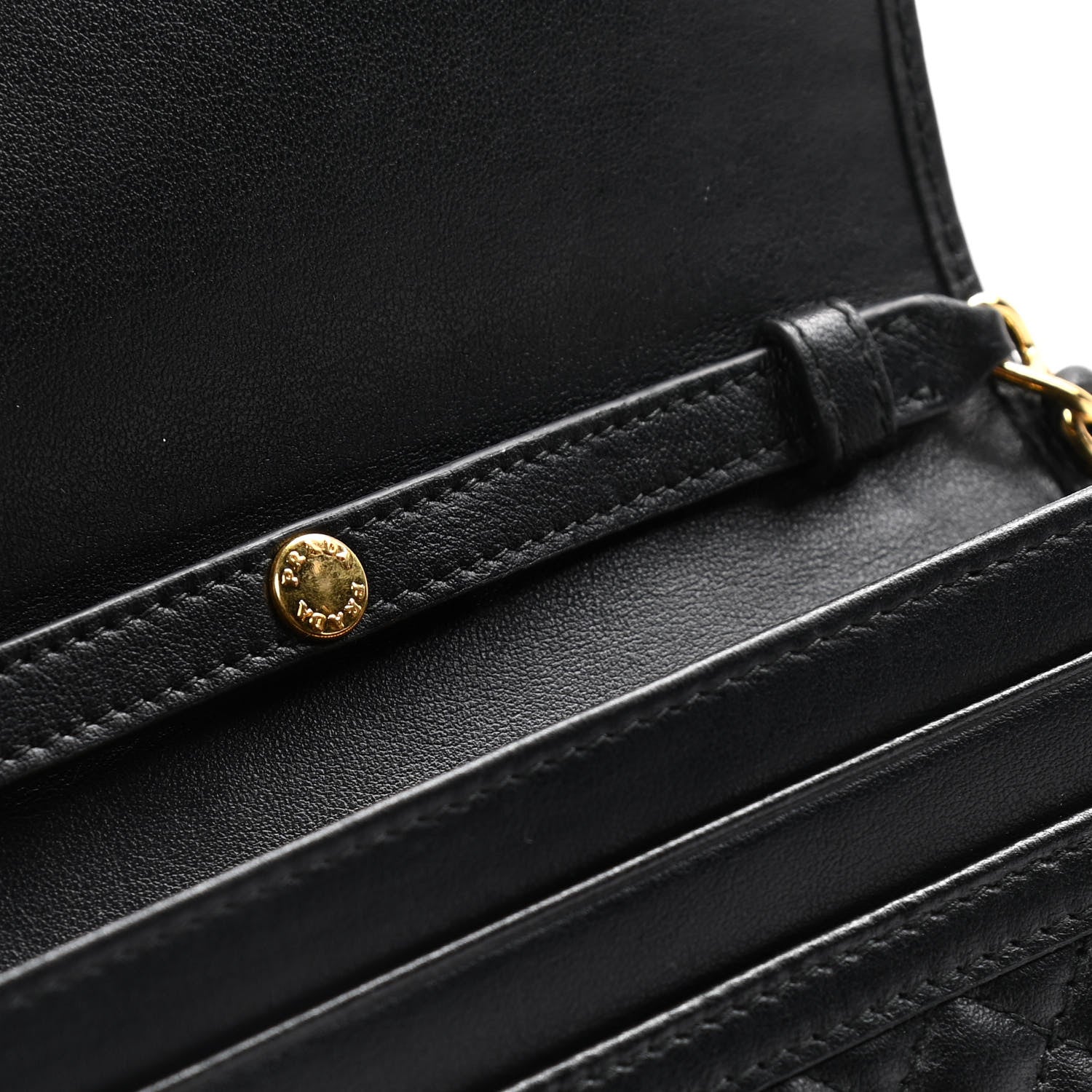Prada Soft Calfskin Quilted Chain Wallet Black 13 of 17
