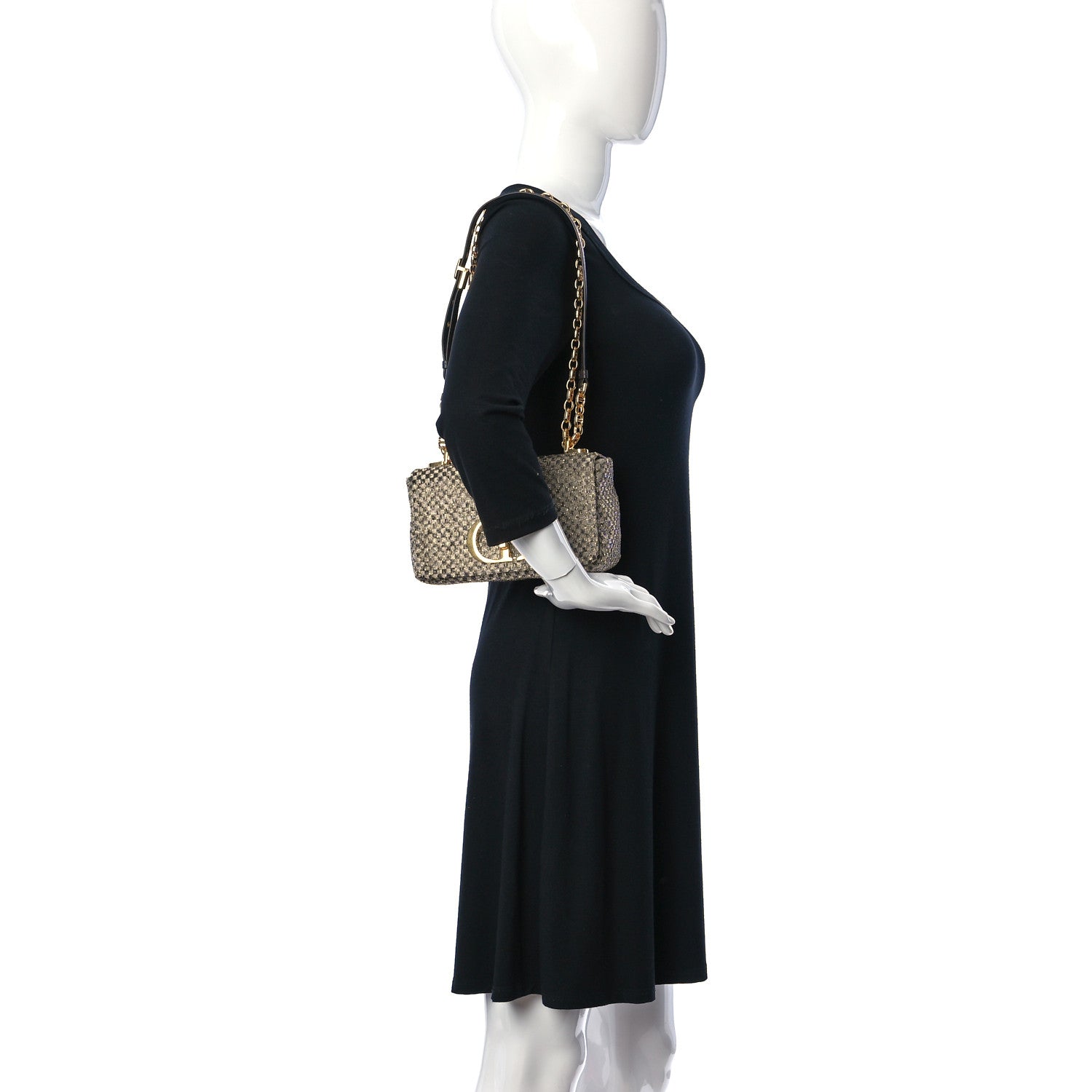 Christian Dior Calfskin Beaded Small Caro Bag Grey 2 of 9
