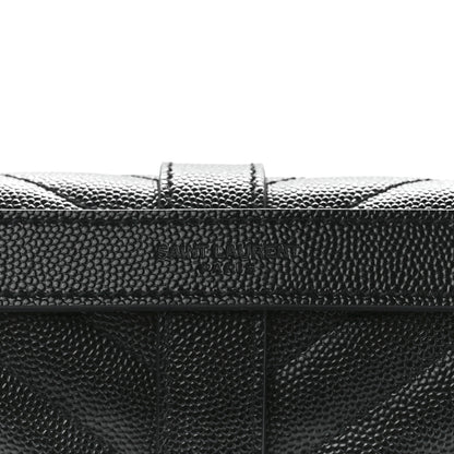 Saint Laurent Grain De Poudre Matelasse Chevron Large Monogram Satchel Black 9 of 13