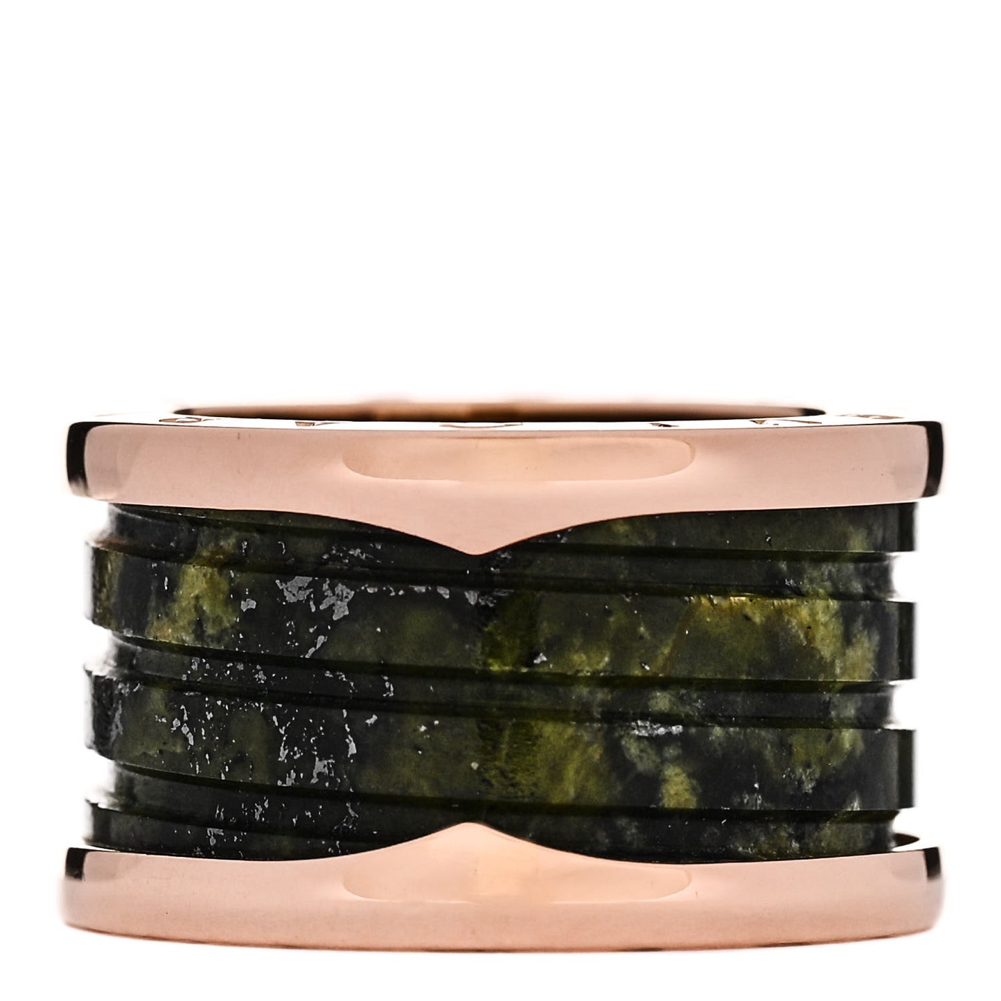 18K Rose Gold Green Marble B.Zero1 Four-Band Ring 50 5.5