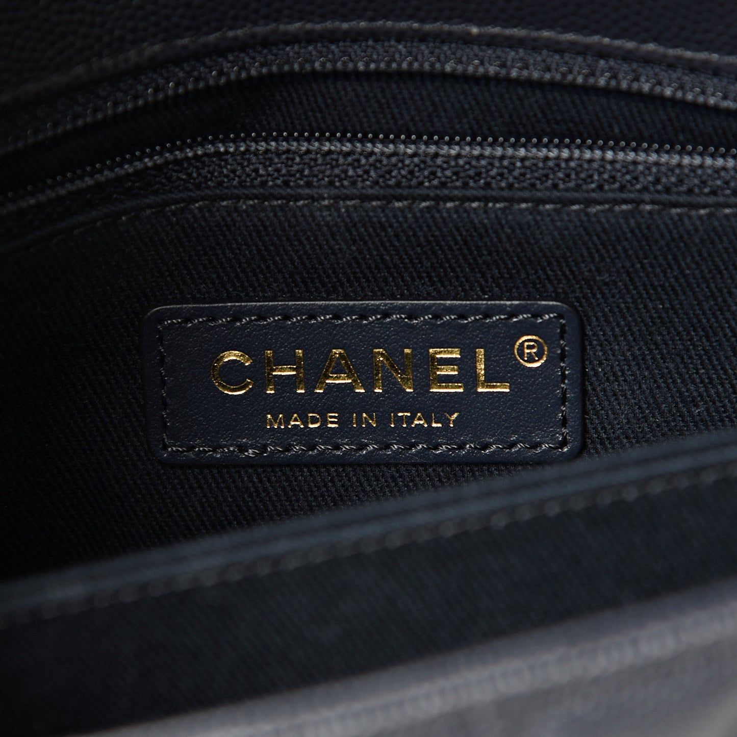 Caviar Chevron Quilted Mini Coco Handle Flap Navy