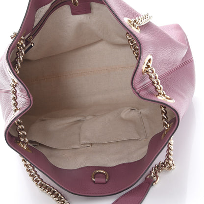 Gucci Pebbled Calfskin Medium Soho Chain Shoulder Bag Peonia Flower 5 of 7