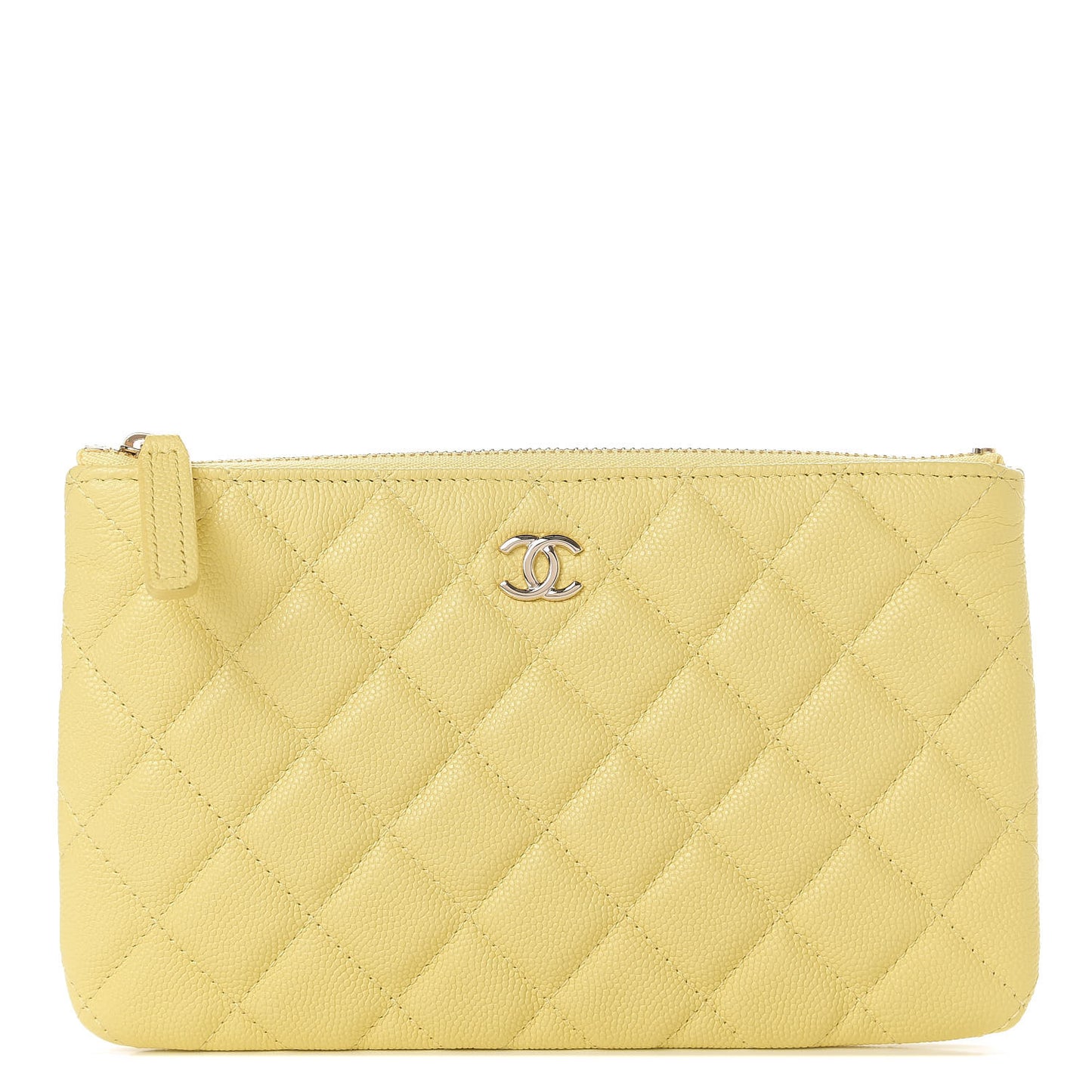 Caviar Quilted Small Pouch Light Yellow
