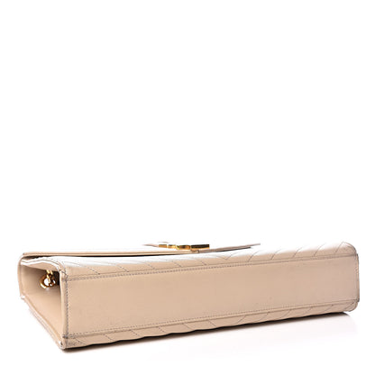 Saint Laurent Grain De Poudre Matelasse Chevron Large Monogram Satchel Nude Powder 4 of 18