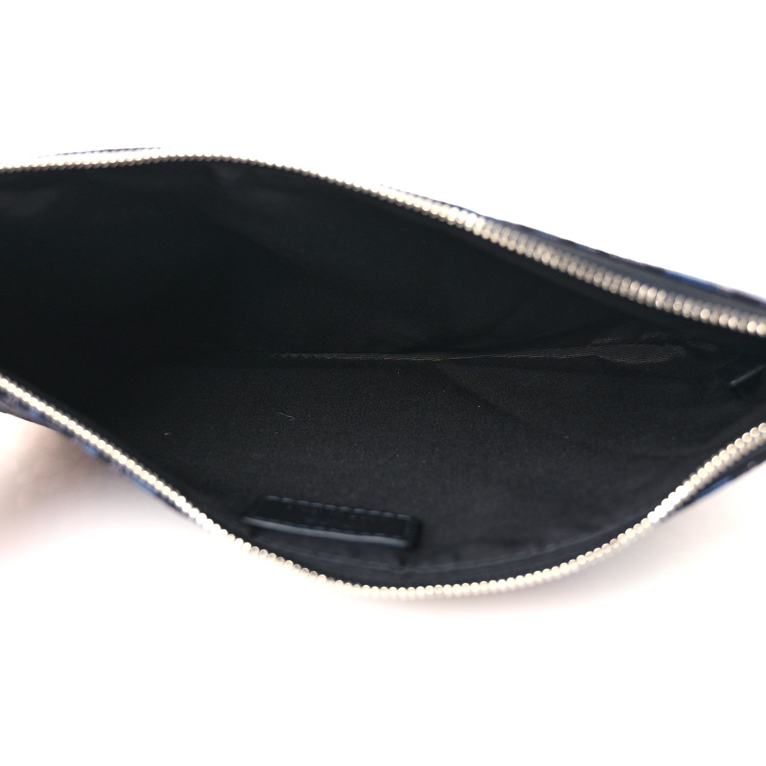 Christian Dior x Sorayama Nylon Grained Calfskin Oblique Zipped Pouch Navy Blue 5 of 7